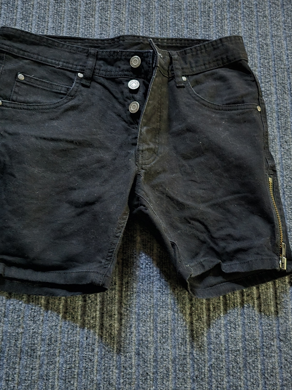Nasty Pig Black Button-Fly Denim Shorts with Side Zip